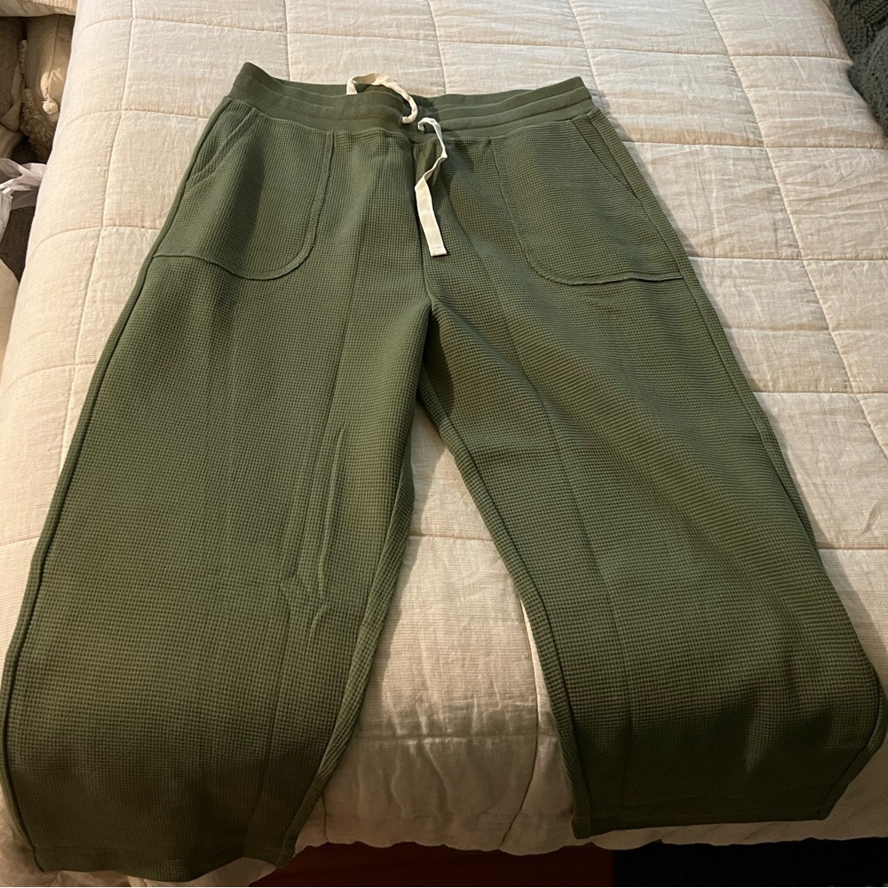 Madewell MWL waffle lounge sweatpants - olive green XL, NWT